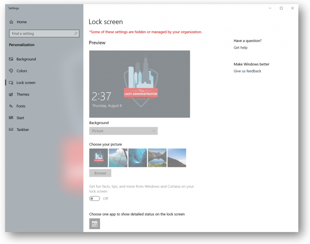 Set Corporate Lock Screen Wallpaper with Intune for Non Windows 10